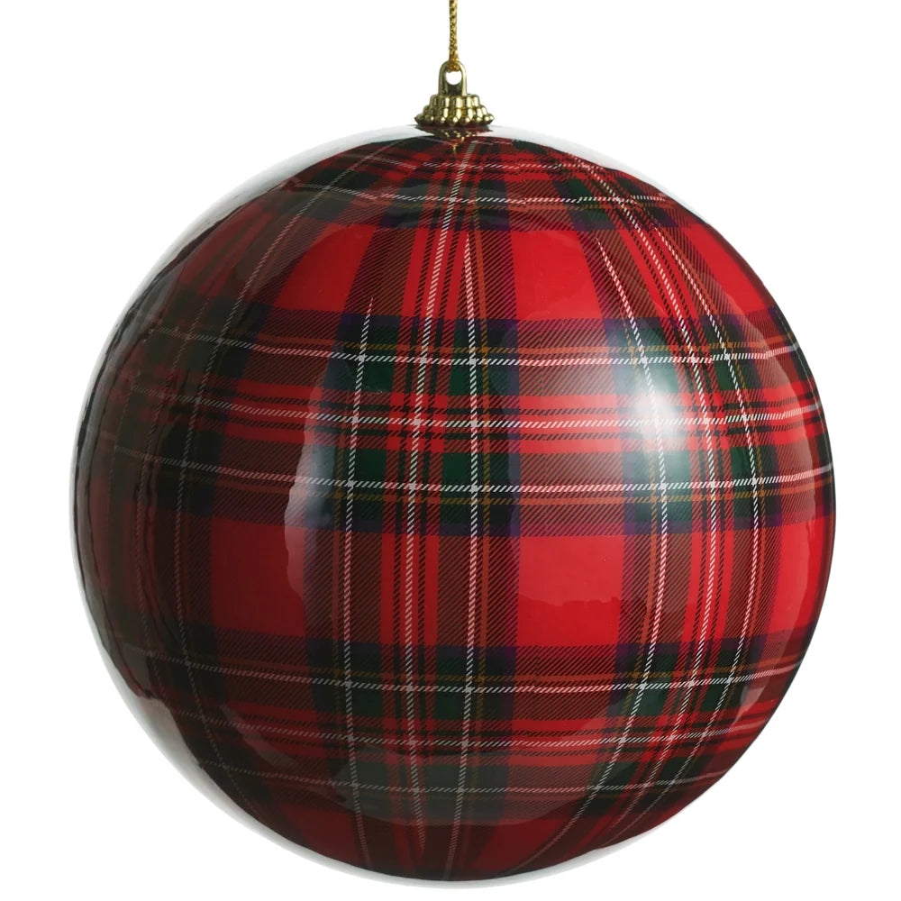 6" Red Plaid Ball Ornament