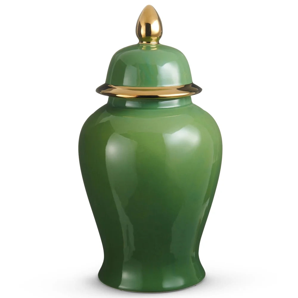 18.5" Green and Gold Ginger Jar