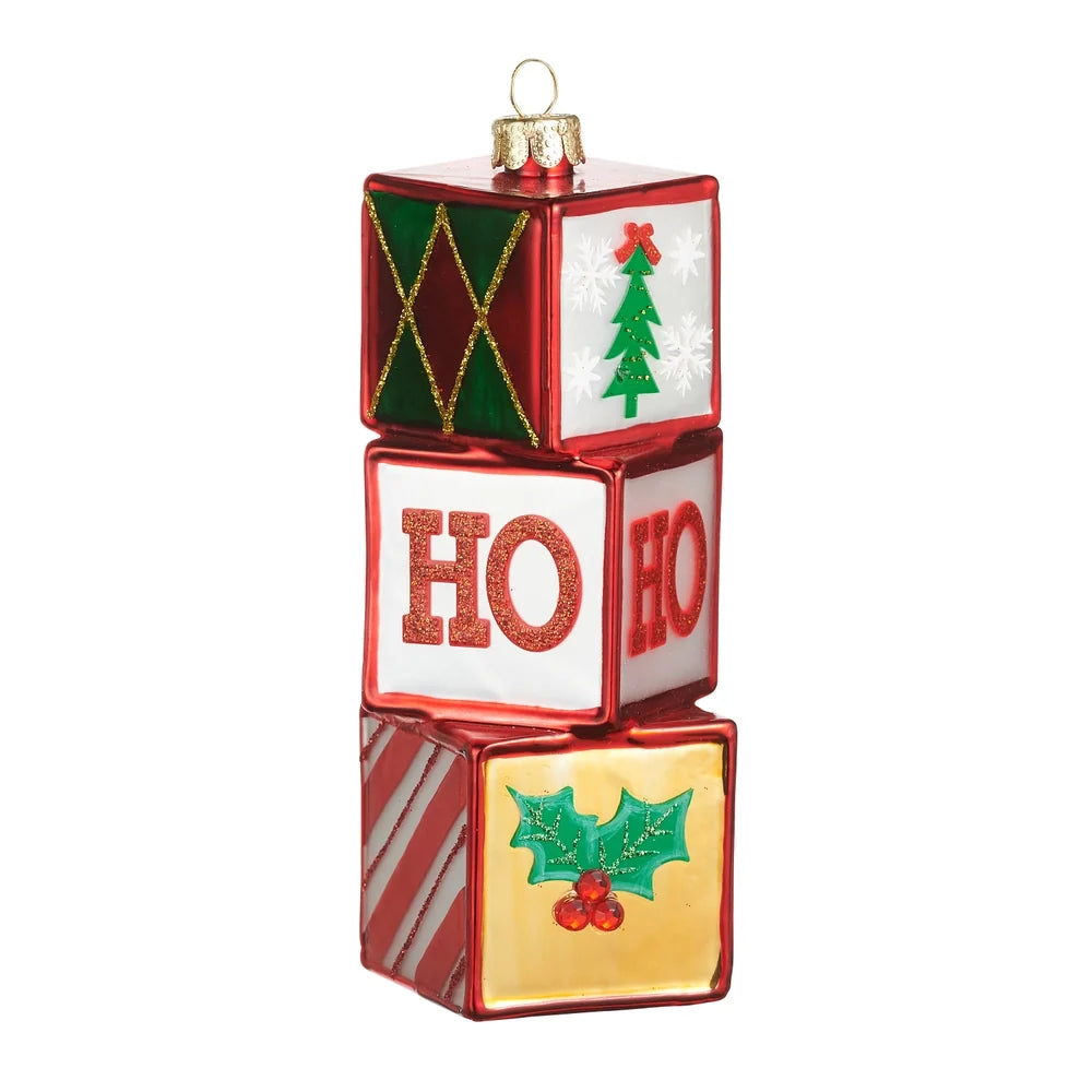 5" Vintage Christmas Block Stacked Ornament