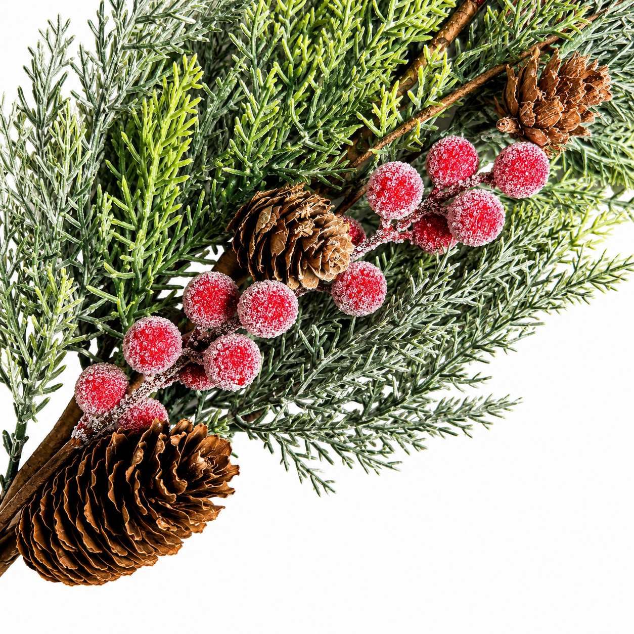 30" Sugared Berries and Greenery Stem