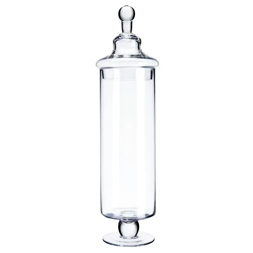 D4"H17" -GLASS APOTHECARY JAR WITH LID