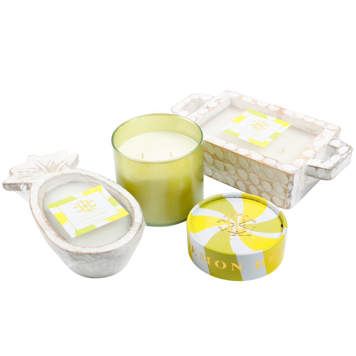 Lemon Drop Whitewashed Pineapple Bowl Candle