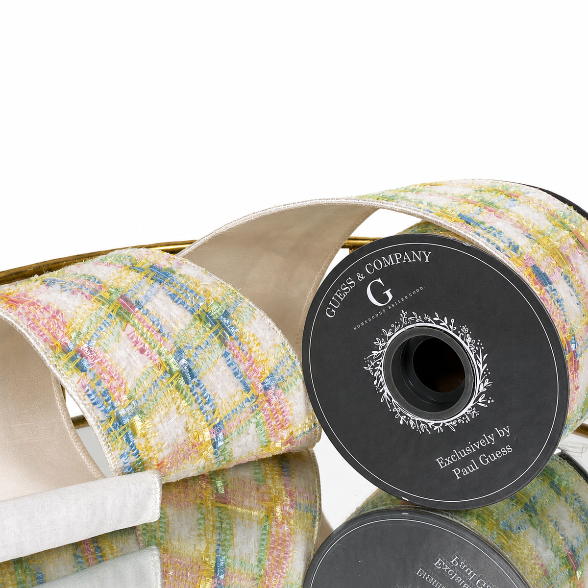 4"X5YD SPRING TWEED RIBBON WITH DUPION BACK