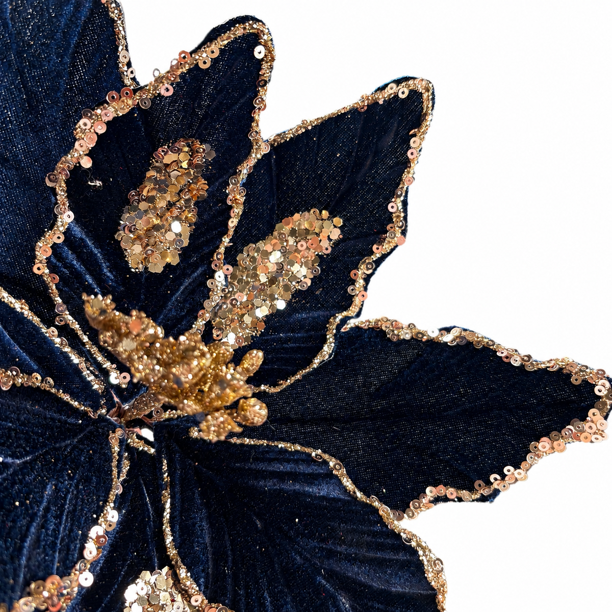 17.5" MIDNIGHT BLUE POINSETTIA WITH STEM