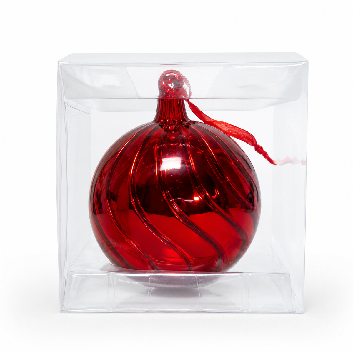 D 5" GLASS BALL ORN-RED