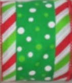 2.5" X 10Y RED/GREEN STRIPE WITH WHITE DOT RIBBON
