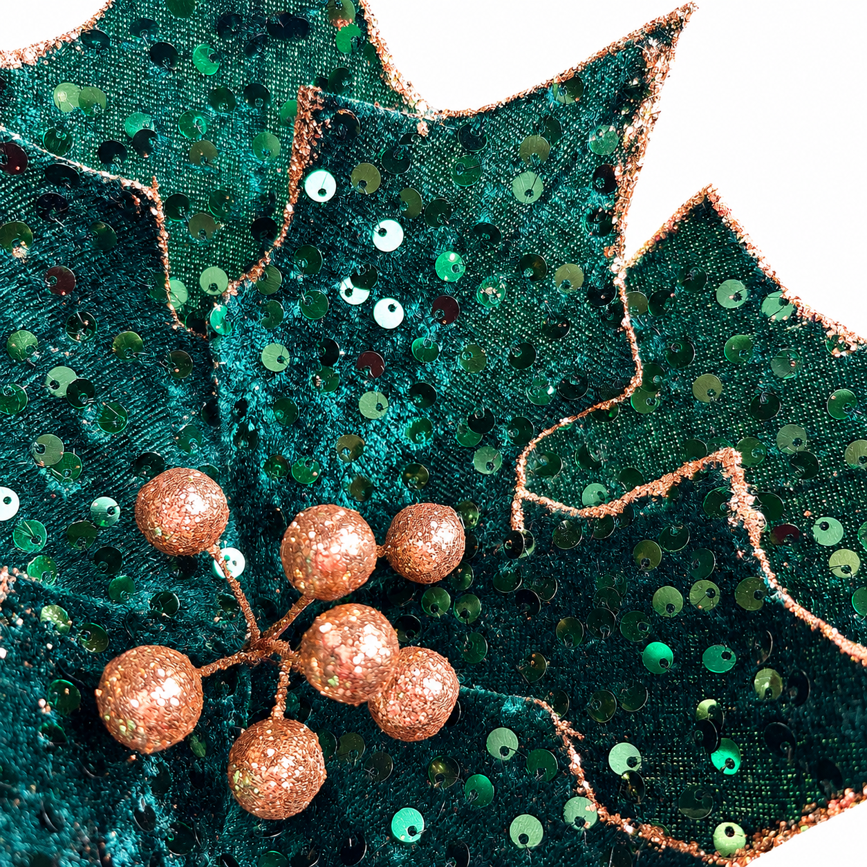 11.5" Diameter Emerald Sequined Poinsettia Stem