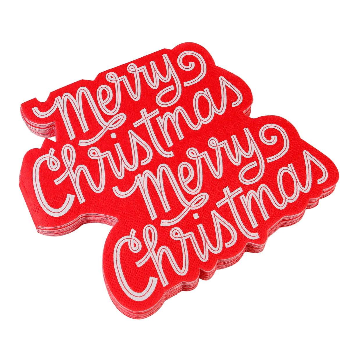 Merry Christmas Red Die Cut Bev Napkin..Pkg Of 20