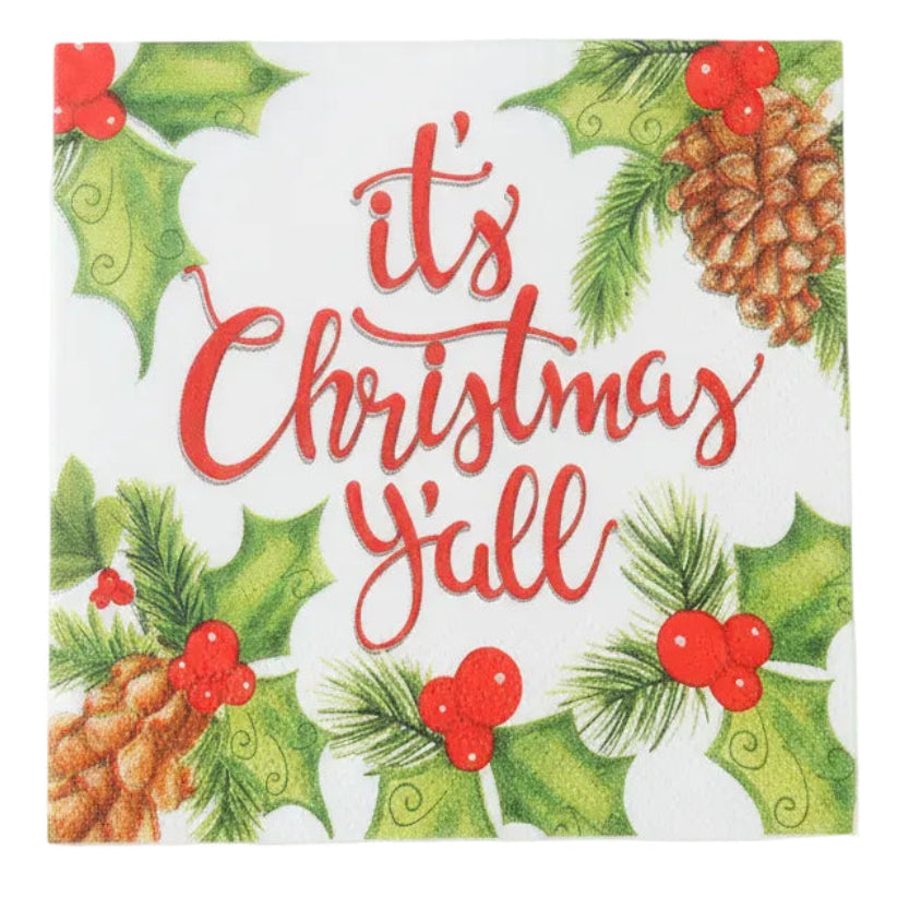 It'S Christmas Y'All Beverage Napkin..Pkg Of 20