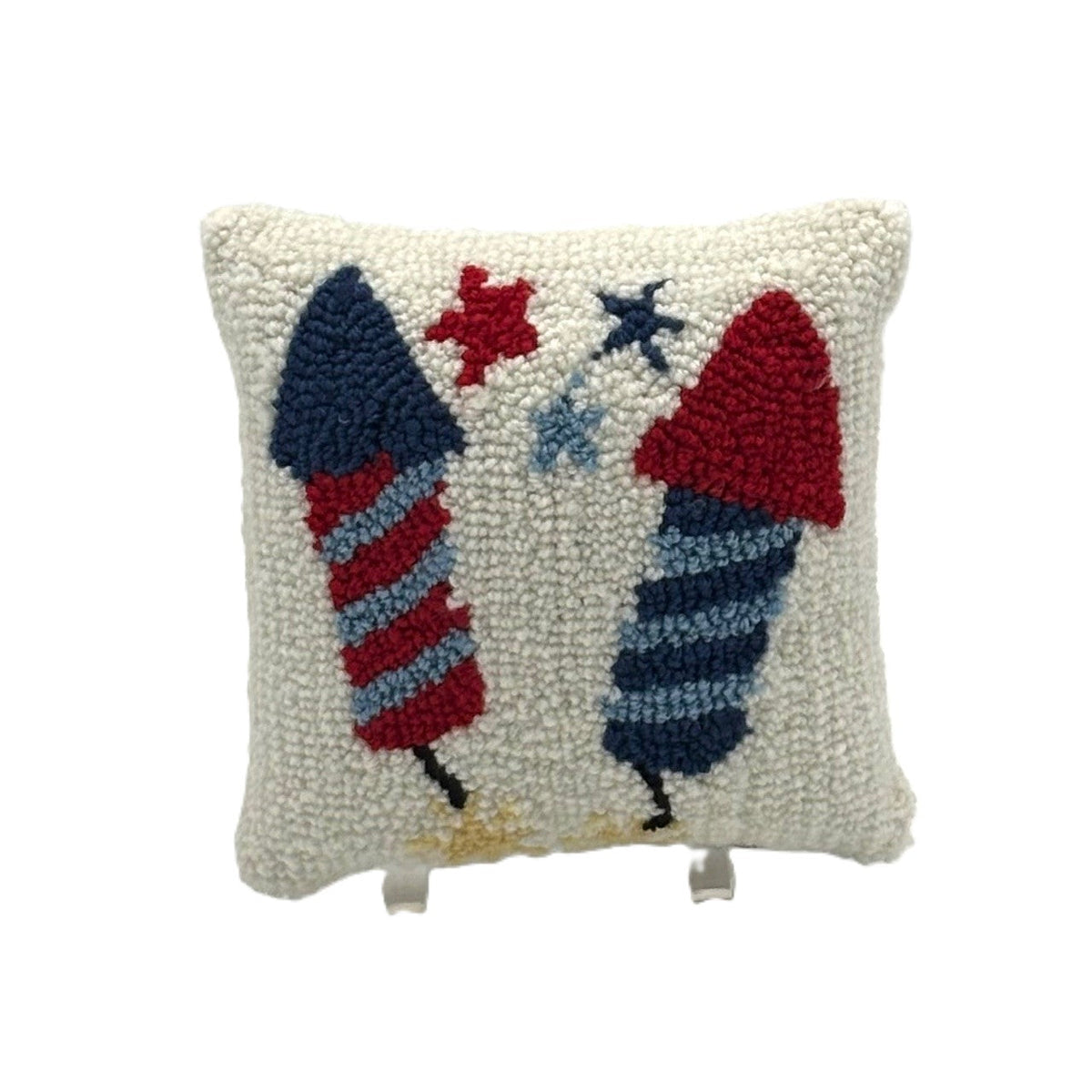 FIRECRACKER HOOKED PILLOW 7" X 7"