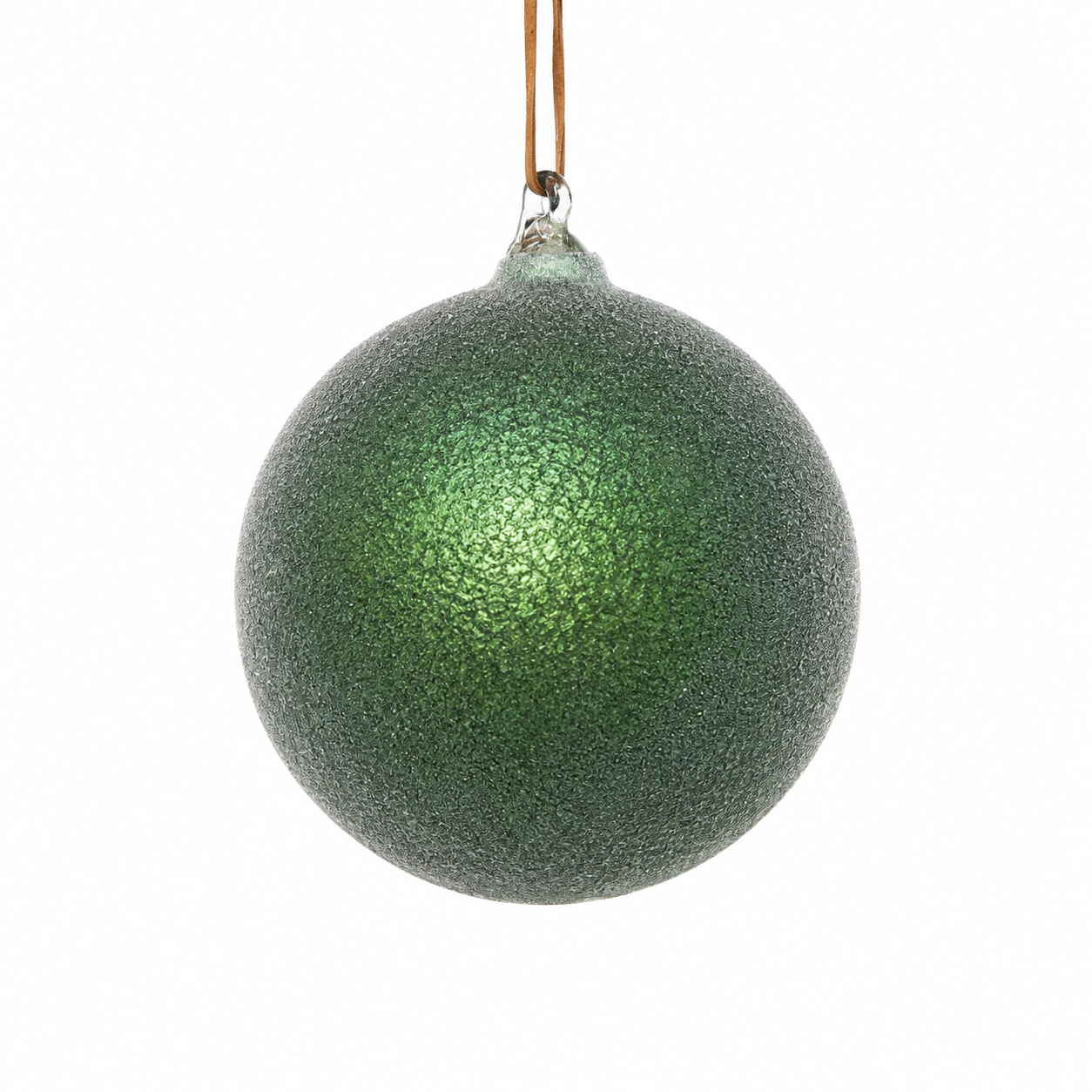 5" Diameter Glass Ball Ornament with Iced Beads-Green