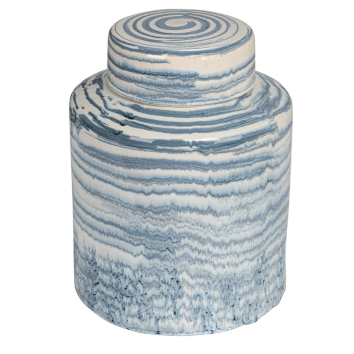 Stoneware Striped Ginger Jar (Each One Will Vary)