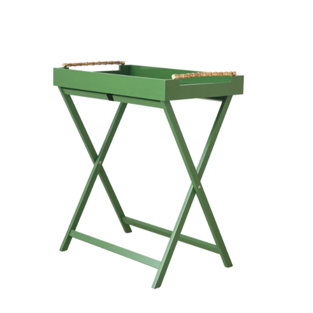 Folding Removable Tray Table w/ Bamboo Handles, Green, KD