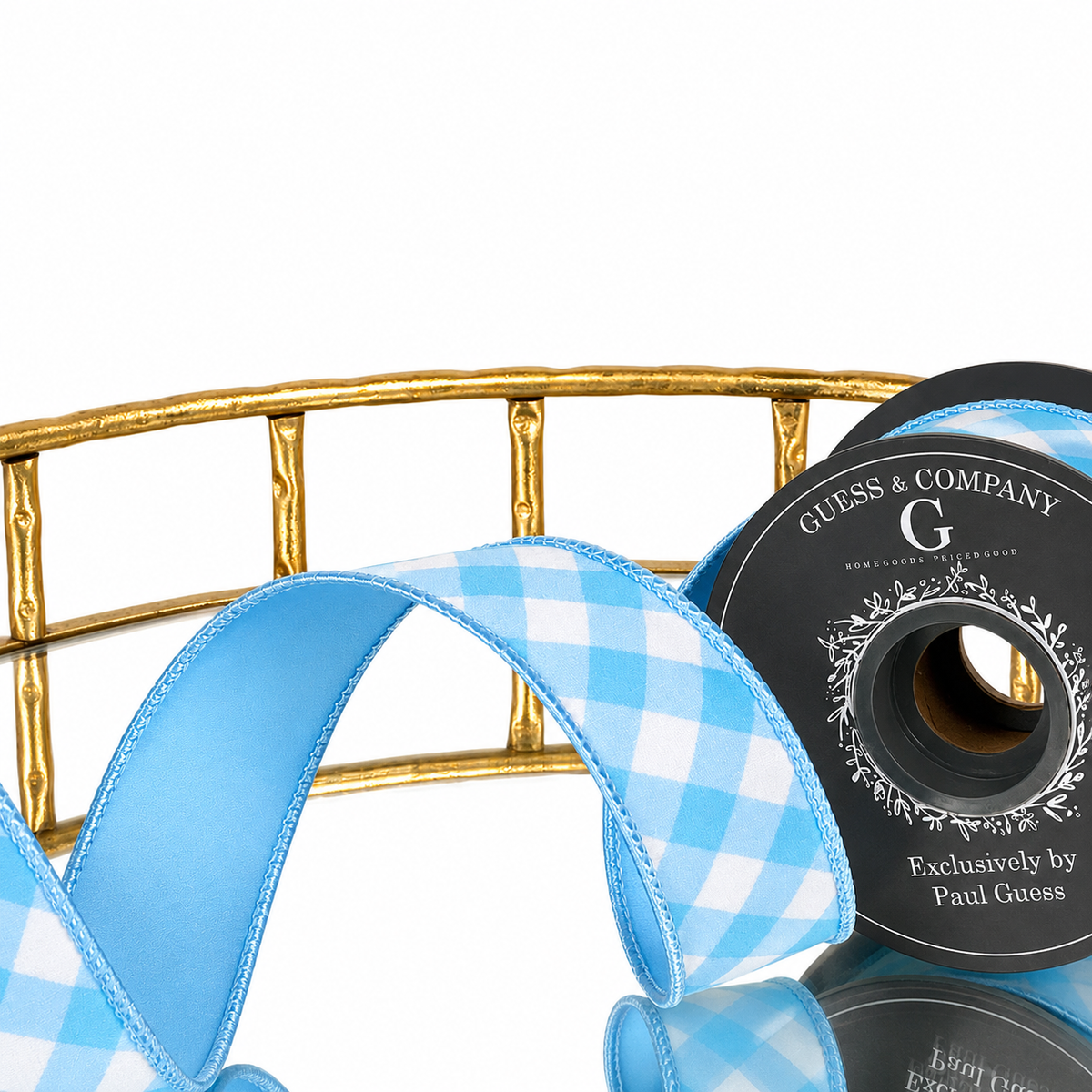 1.5"X5YD SKY BLUE WATER COLOR CHECK RIBBON WITH SKY BLUE DUPION BACK