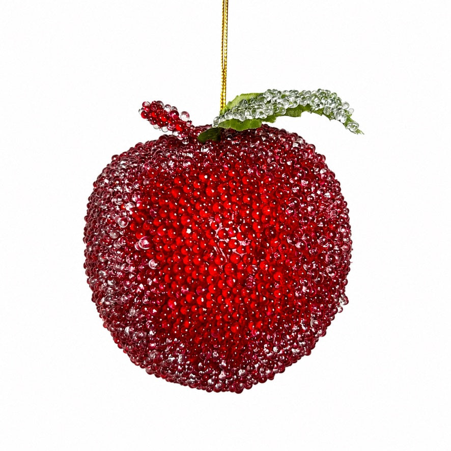 4" Sugared Apple with hanger-Burgundy