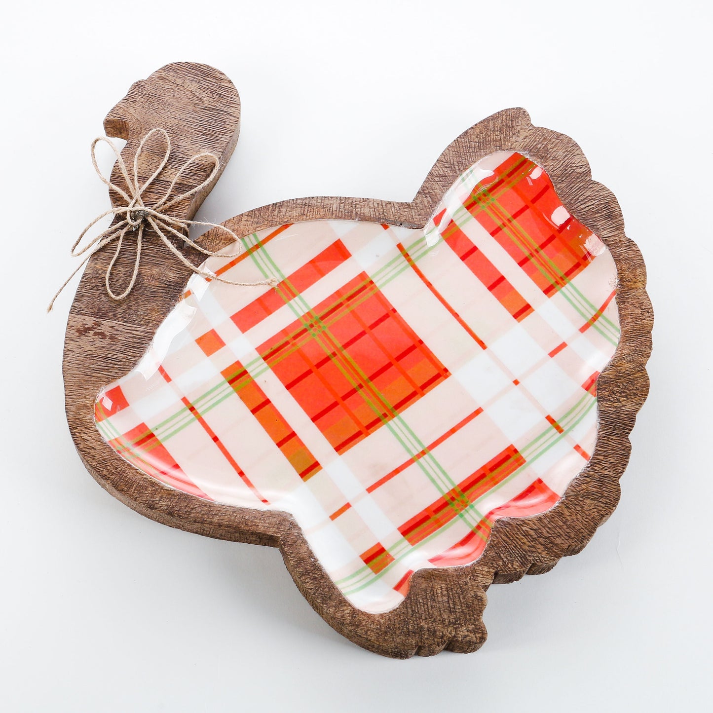 Turkey Enamel Plaid Platter With Spreader