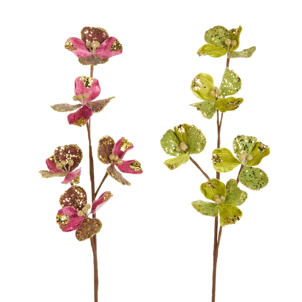 23.5" Velvet Floral Spray (FUCHSIA ONLY)