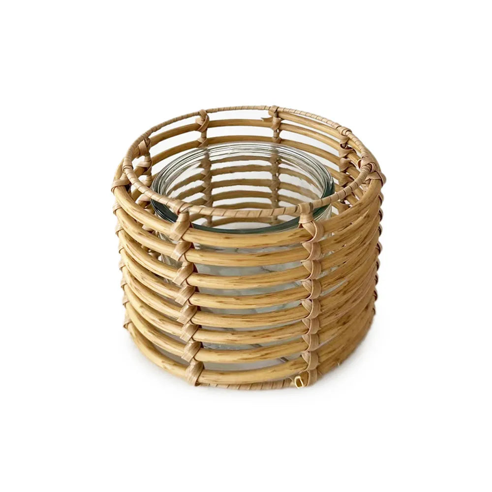 D6"H6"GLASS VASE WITHE WILLOW HOLDER