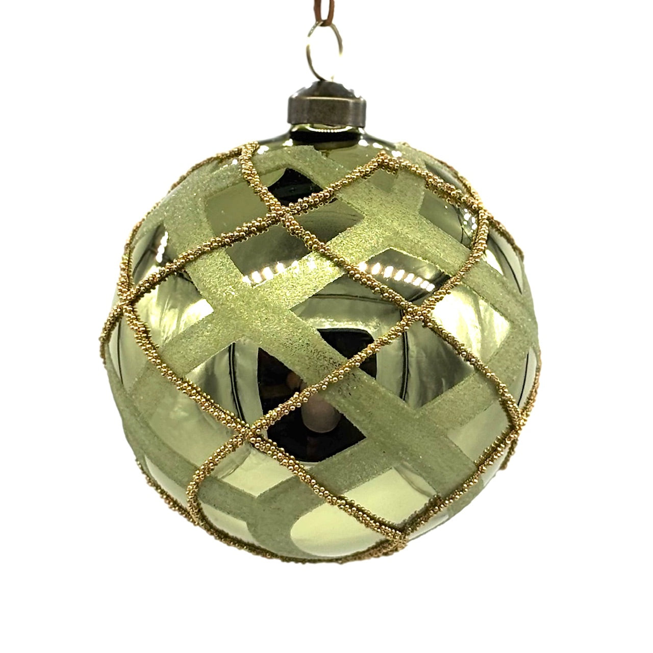 4.5" LIGHT GREEN GLASS BALL ORN