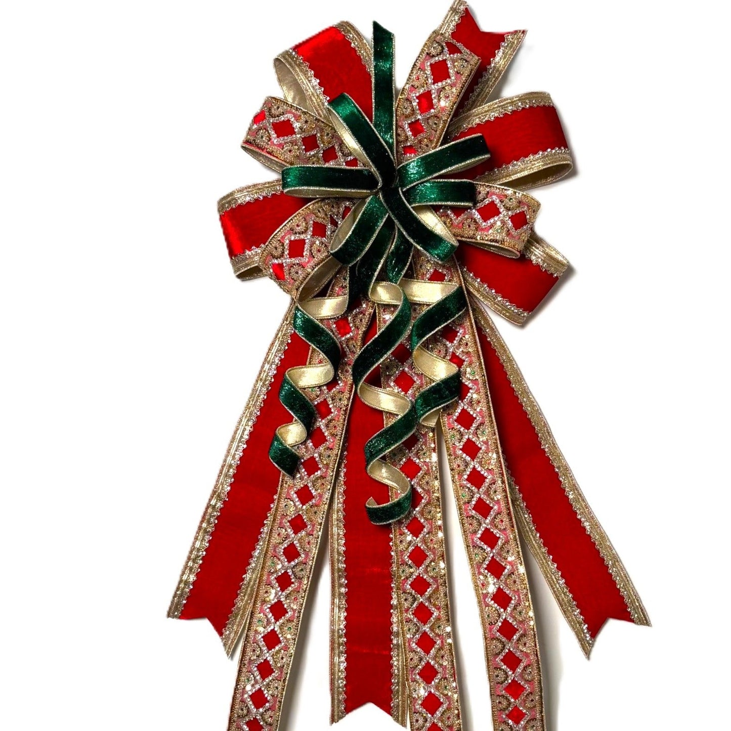 18" X 42" RED DIAMOND BOW W GREEN TRIM STYLE 12