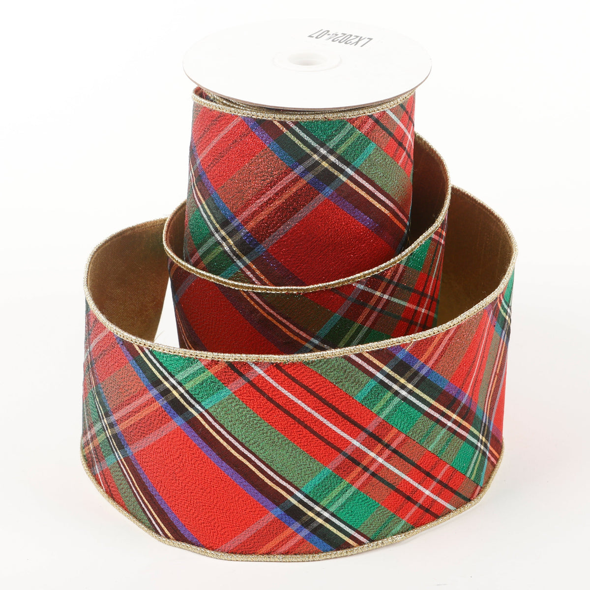 4" x 5 YDS METALLIC PLAID DUPION BACKED RIBBON