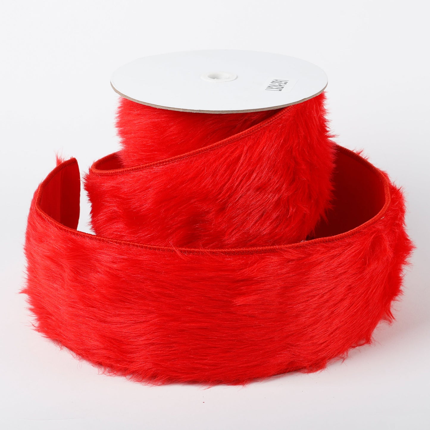 4" X 5 YDS RED FURRY DUPION BACKED RIBBON