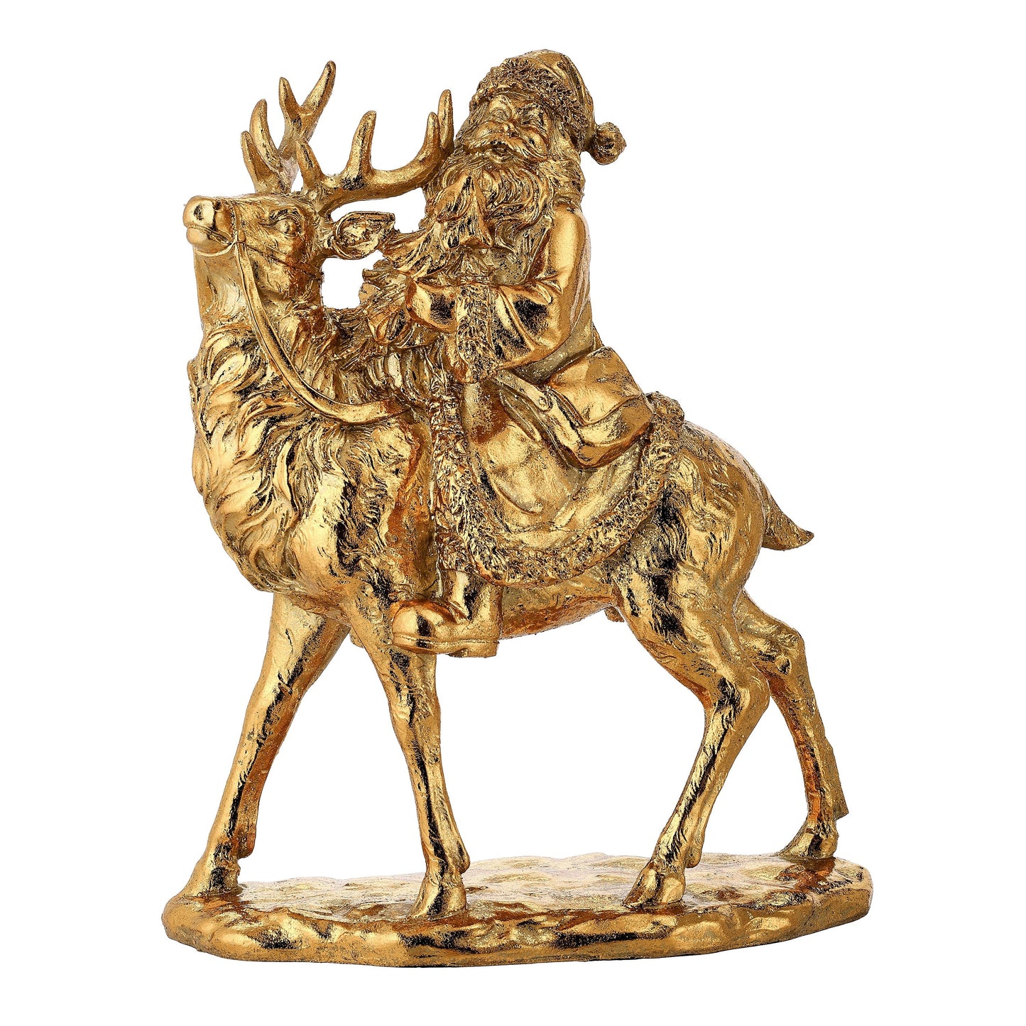 12" RESIN SANTA/W DEER TABLE PIECE