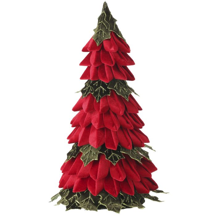 20" VELVET HOLLY LEAF CONE TREE