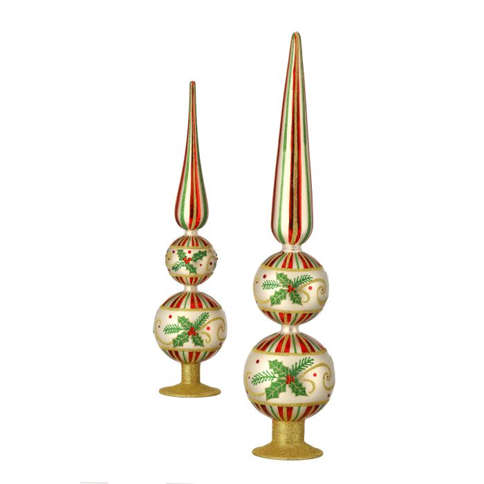 22" HOLLY STRIPE GLASS FINIAL (LARGE ONLY)