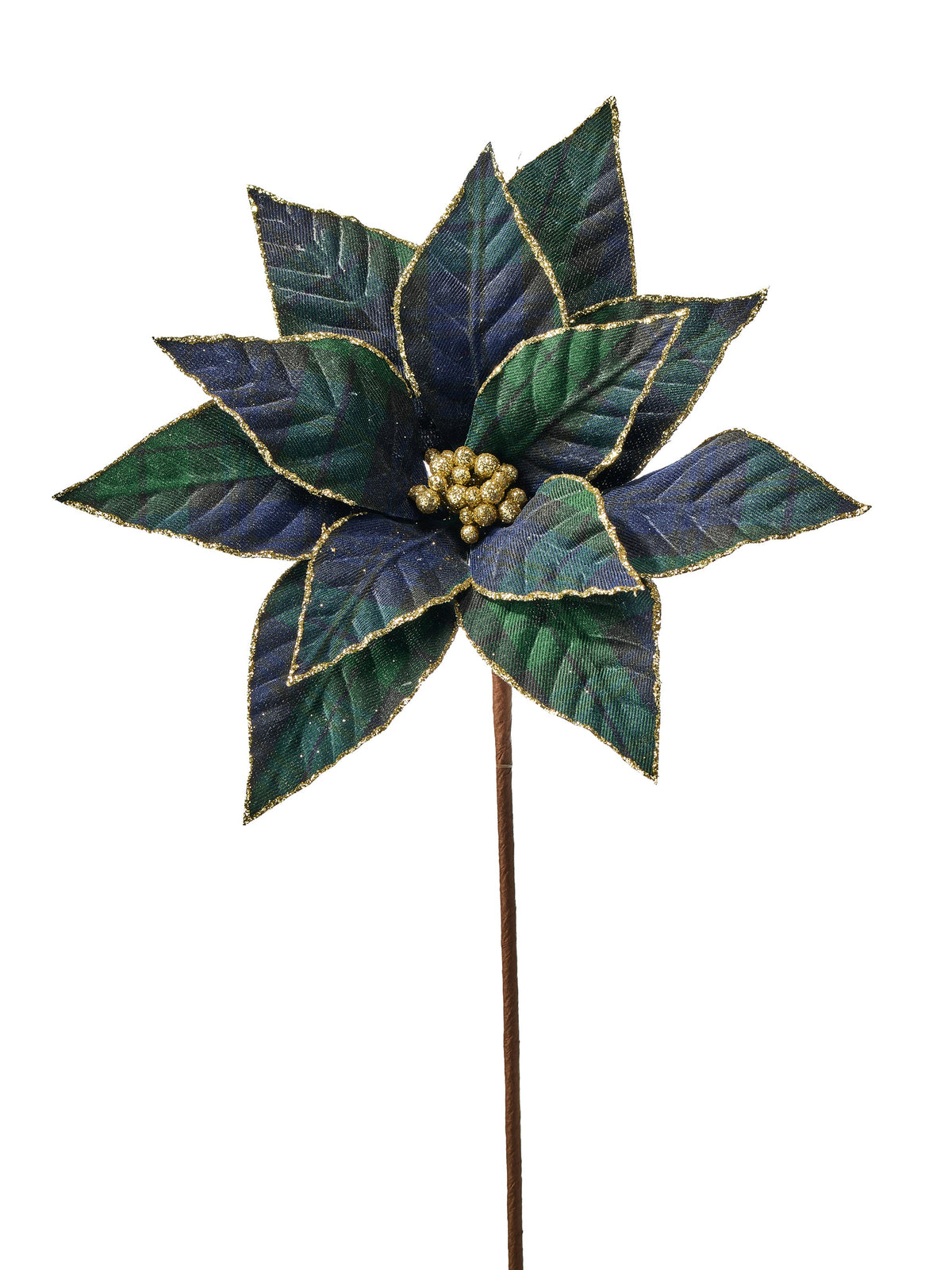21" GENTLEMENS PLAID POINSETTIA STEM