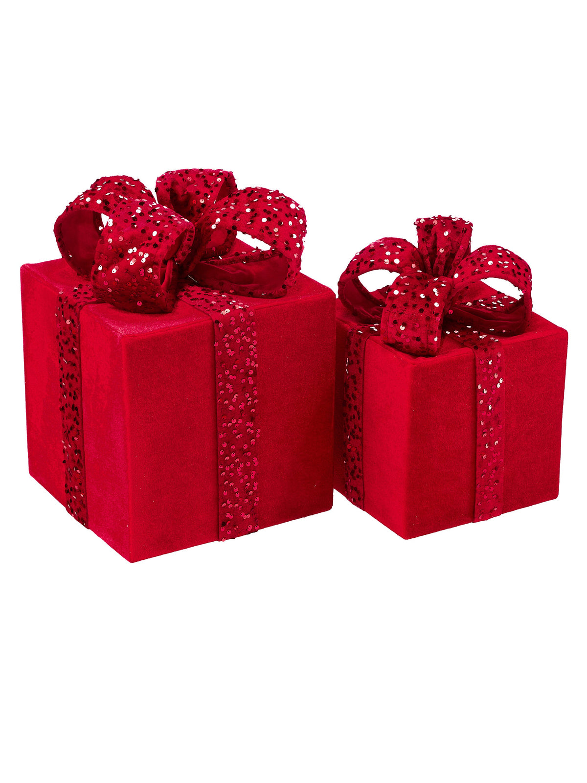 16" VELVET/SEQUIN GIFT BOX-RED (LARGE ONLY)