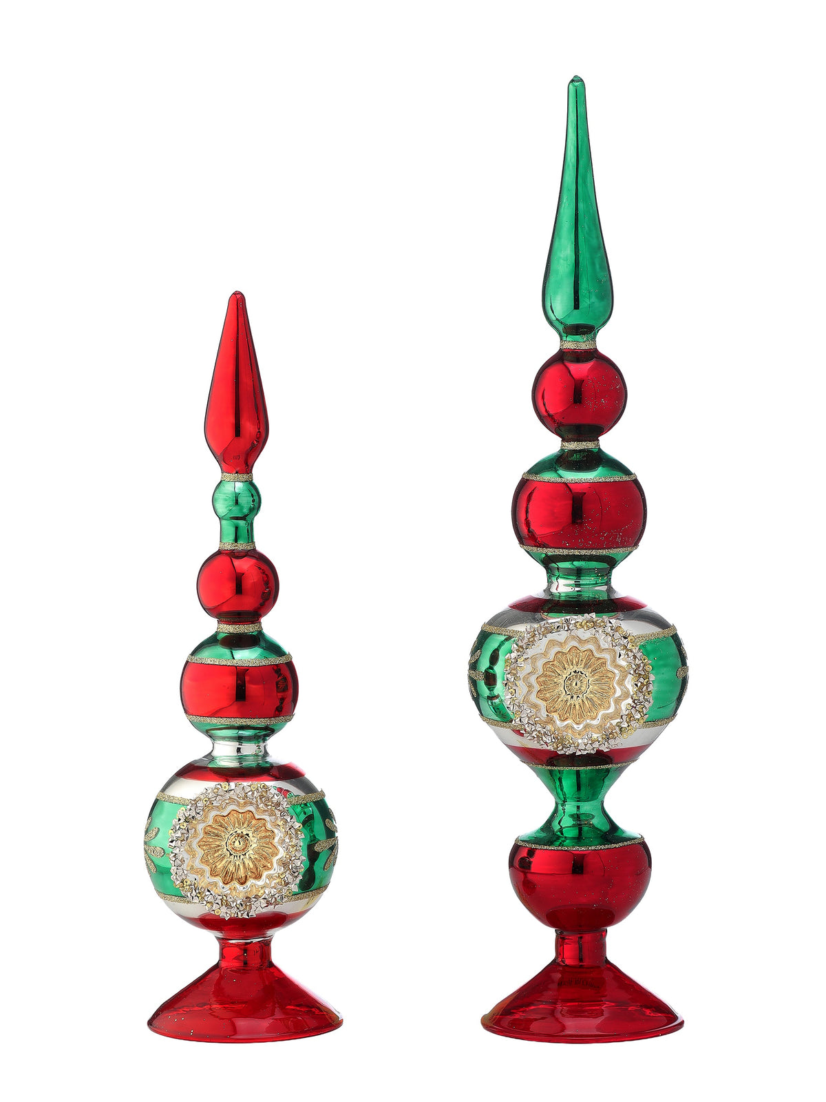 18" GLASS REFLECTOR TABLE FINIAL SET/2 (LARGE ONLY)