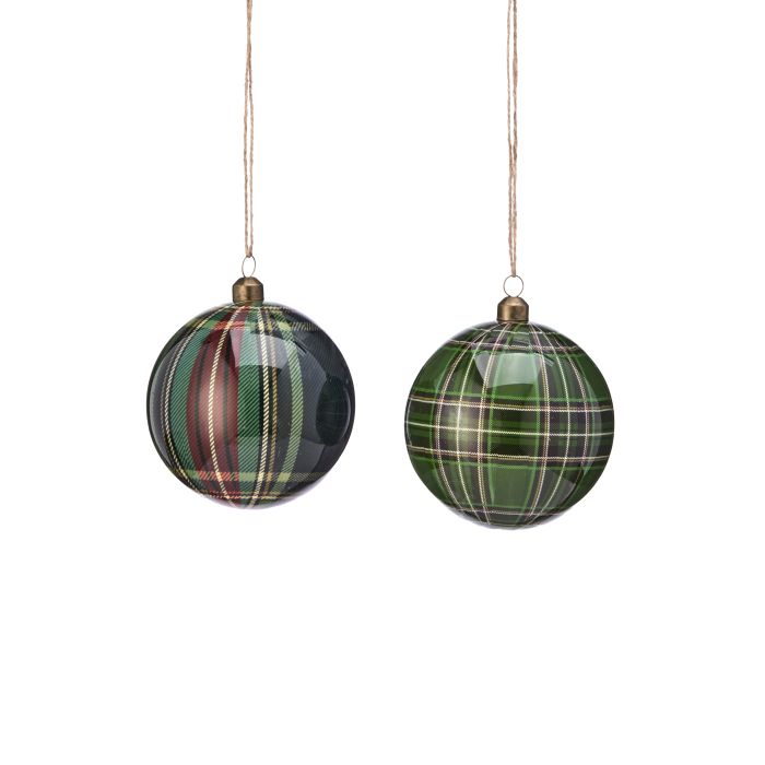 4" GENTLEMEN STYRO PLAID BALL ORNAMENT(LEFT ONLY)