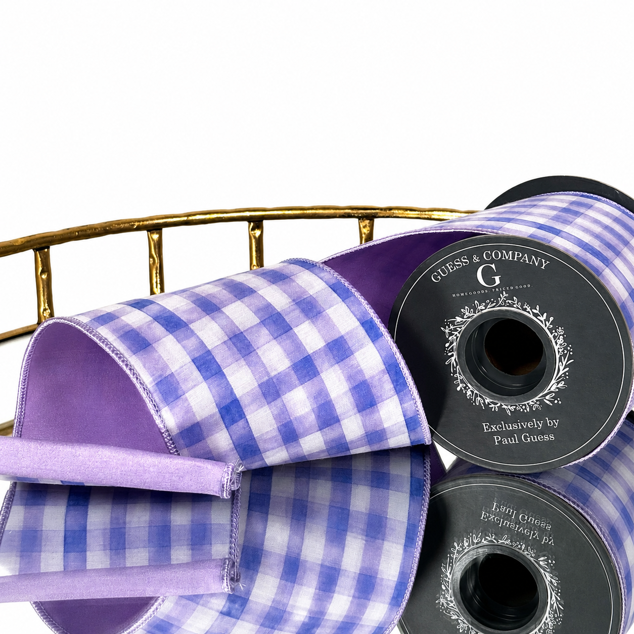 4"X5YD LAVENDER WATER COLOR CHECK WITH LAVENDER DUPION BACK