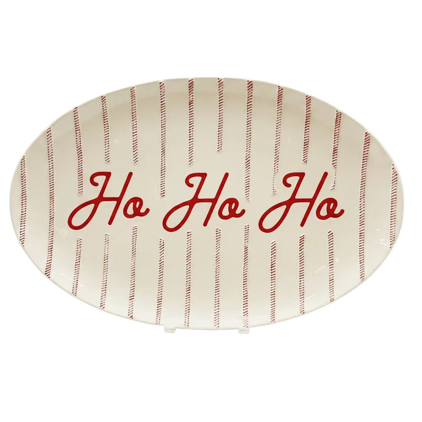 Red/White Ticking Ho Ho Ho Platter