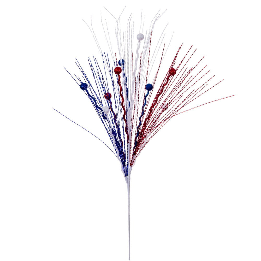 35" Red/White/Blue Glitter Berry Spray