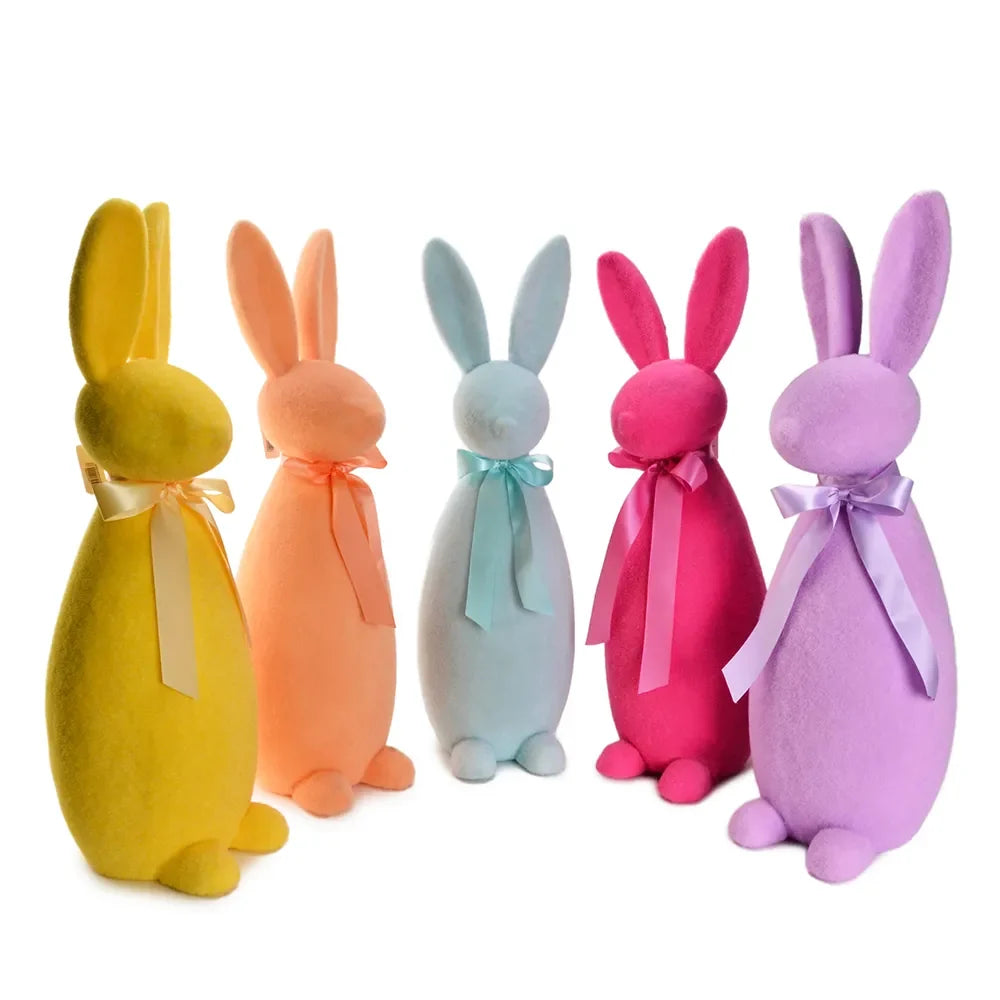L12.2"W11"H34.6" FLOCKED EASTER RABBIT (YELLOW ONLY)