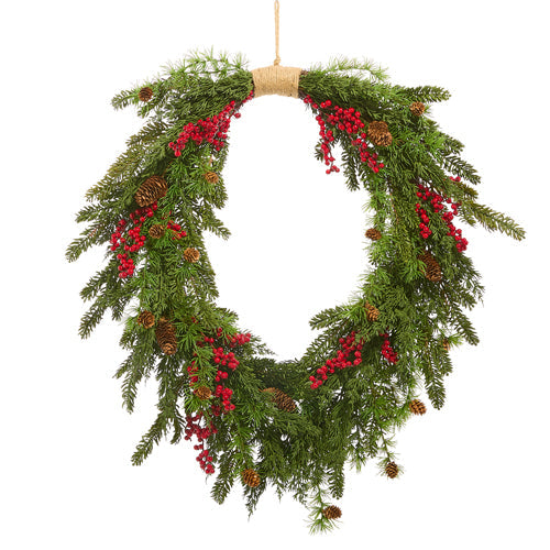 34" Cedar and Berry Wreath