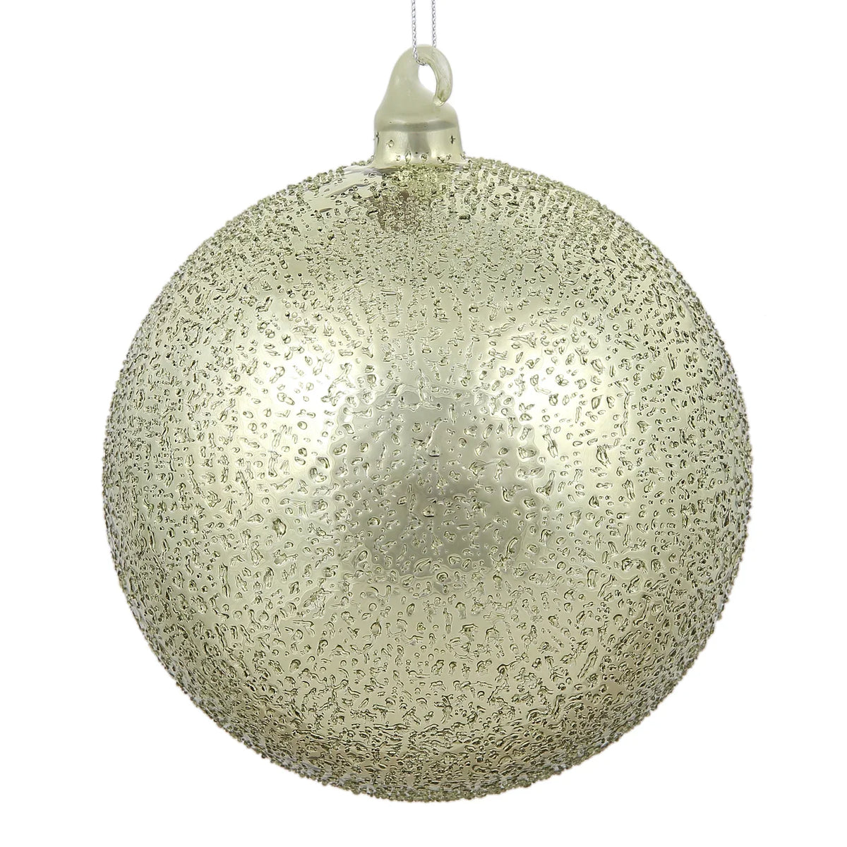 Glass Beaded Ball Ornament 150MM, Moss Green