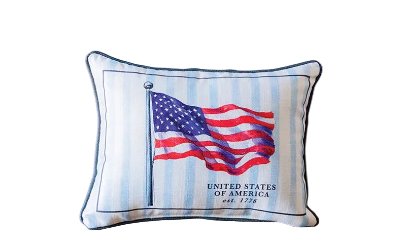 French Stripe Waving Flag Pillow + Piping CHARCOAL
