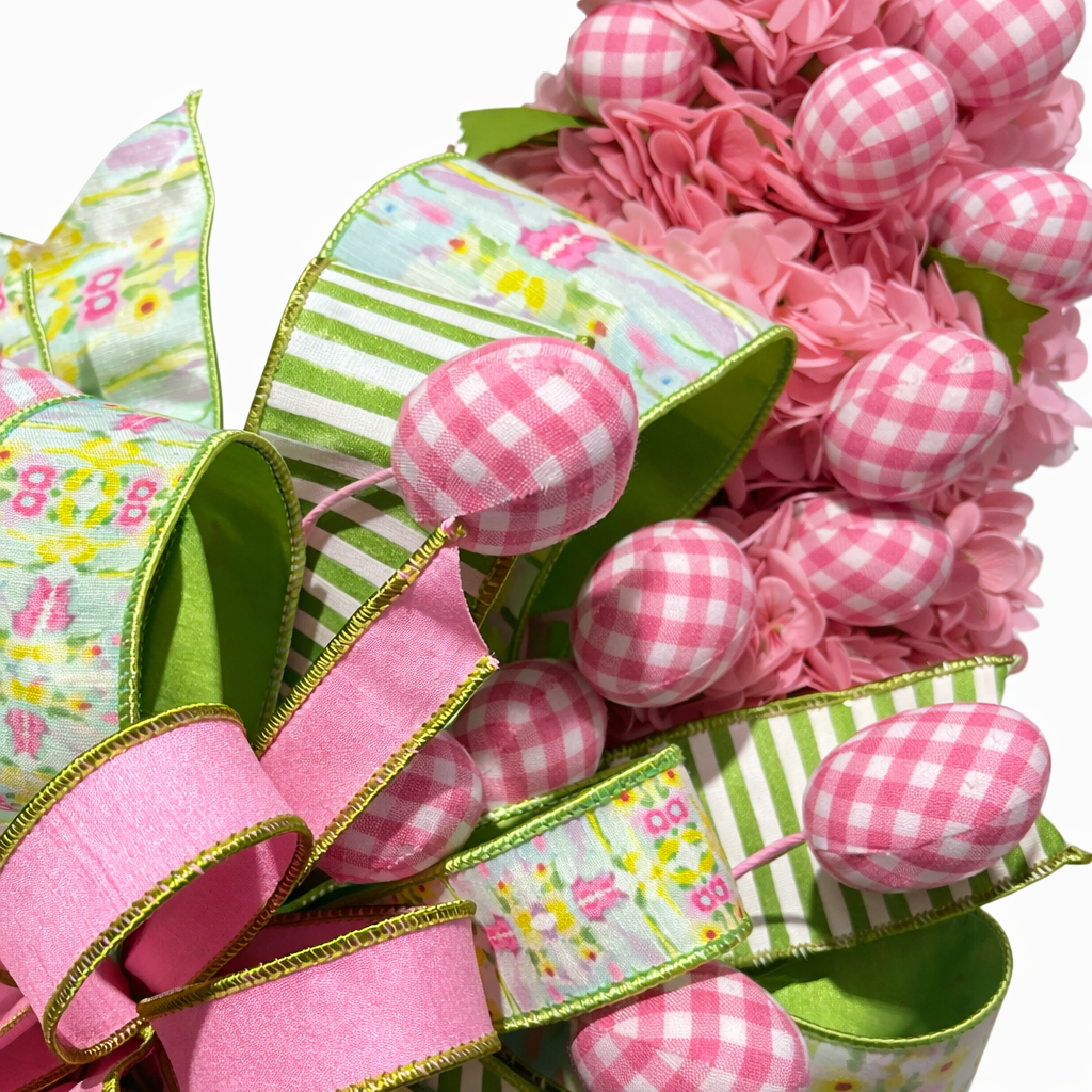 25" x 50" GREEN/PINK SPRING WREATH WITH BOW