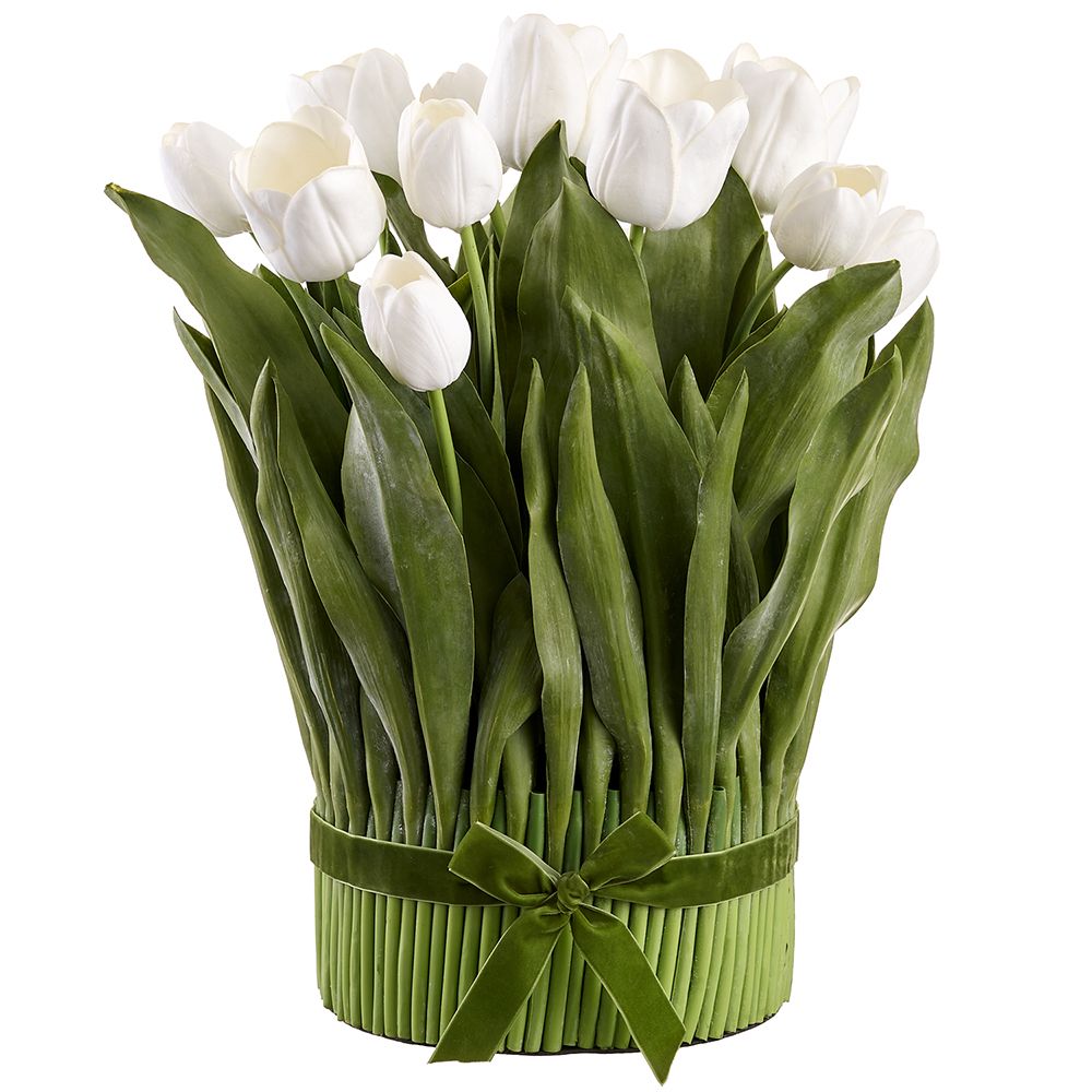 18.5"TULIP STANDING BOUQUET WHITE
