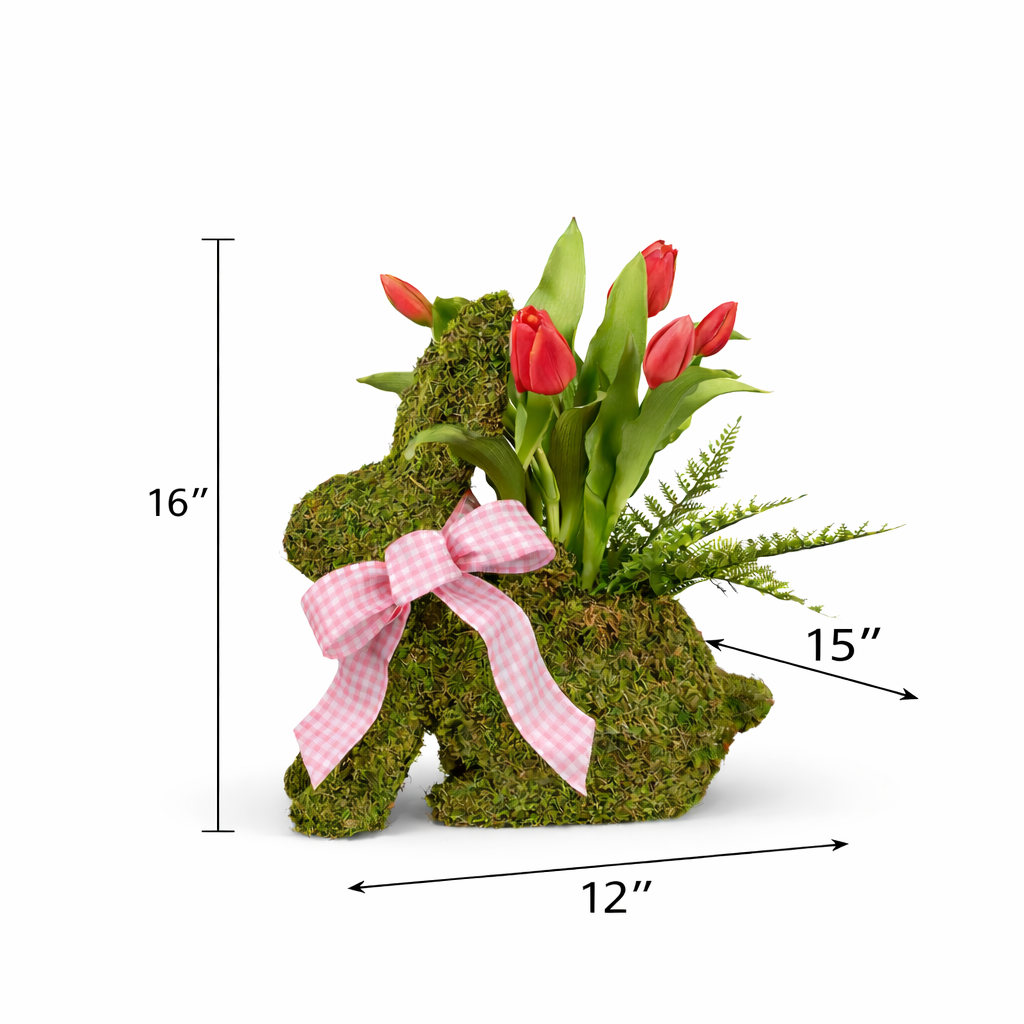 16" MOSS RABBIT REAL TOUCH TULIP FLORAL DESIGN