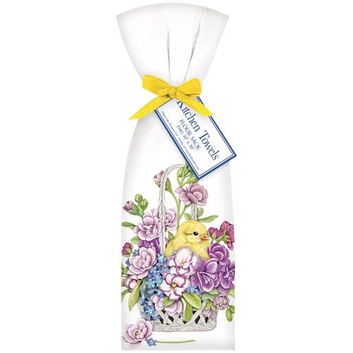 PURPLE FLOWER CHICK TOWEL SET