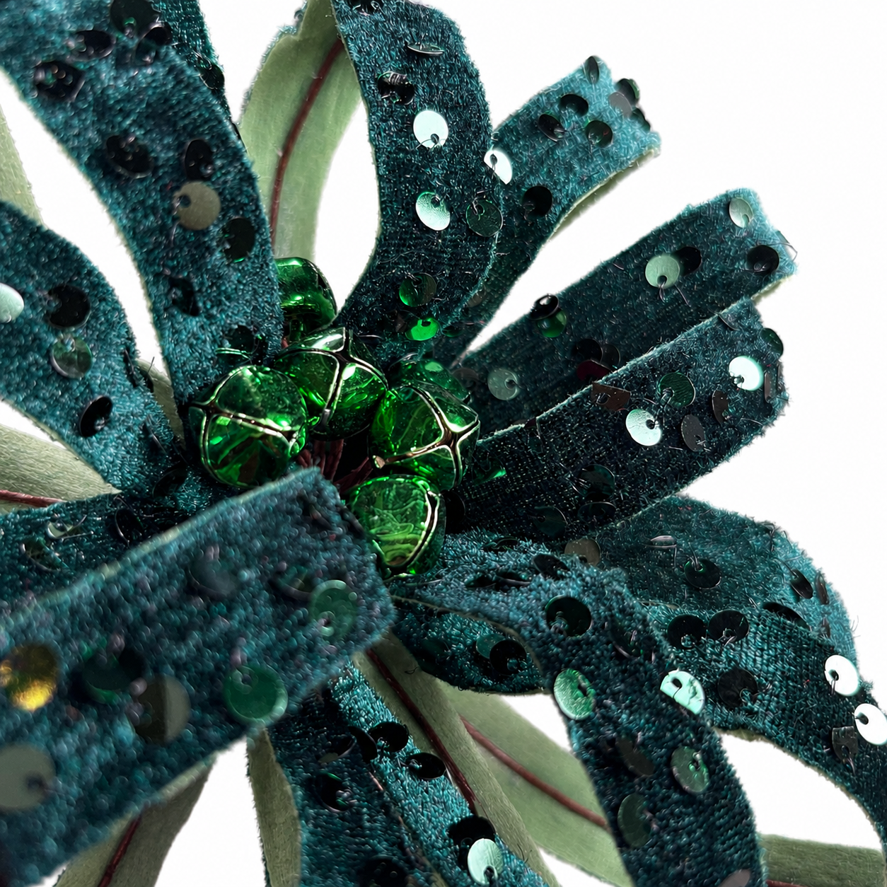8.5" Diameter Emerald Sequined Floral Pick