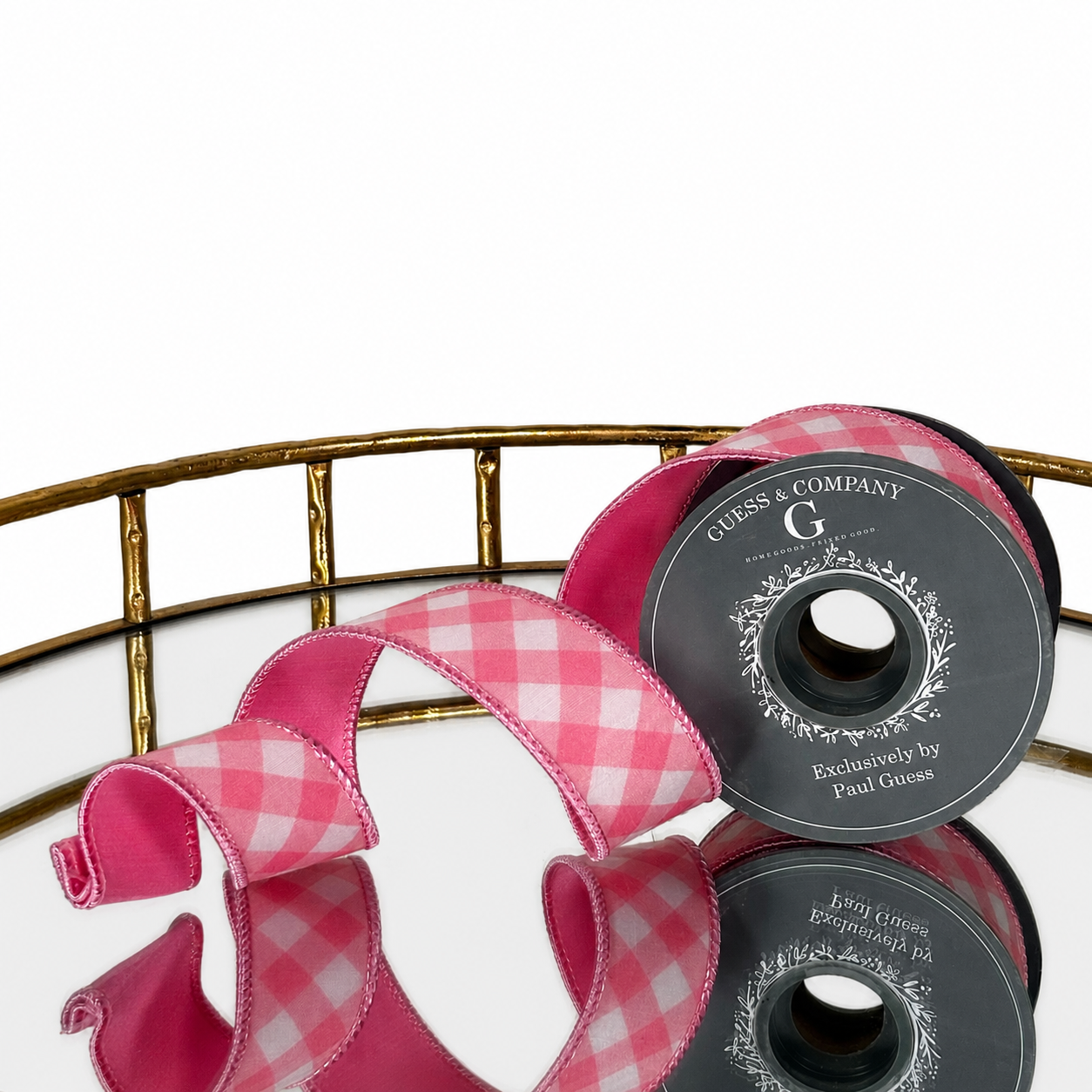 1.5"X5YD PINK CHECK RIBBON WITH PINK DUPION BACK