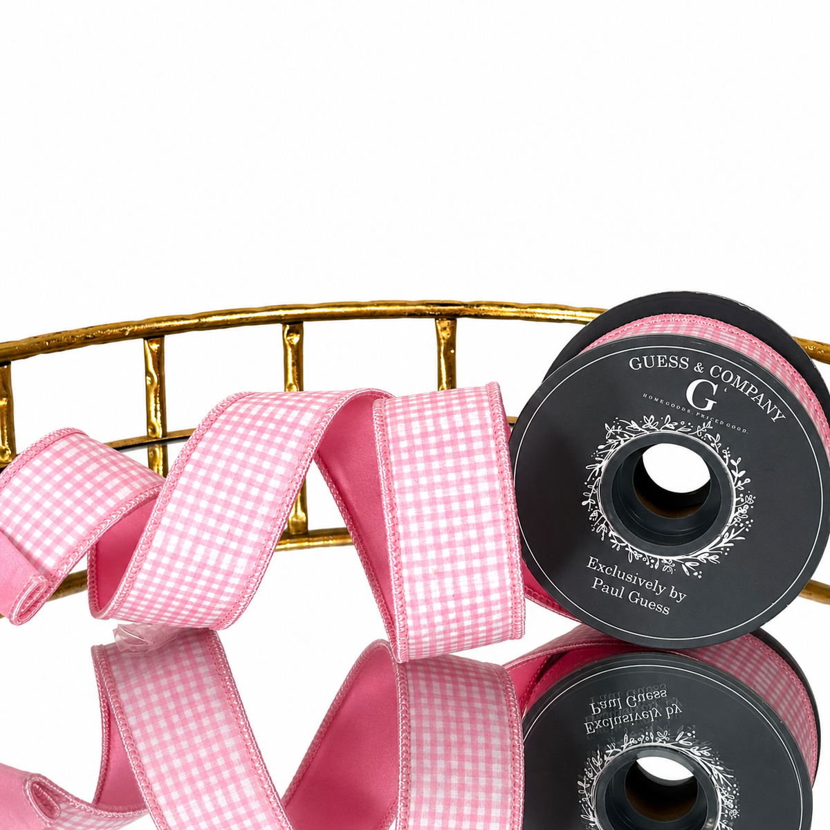 1.5"X5YD PINK CHECK RIBBON WITH PINK DUPION BACK