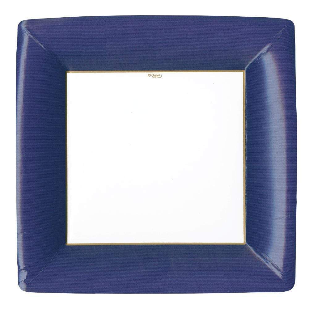 Grosgrain Border Navy  Sq Dinner Plates Square