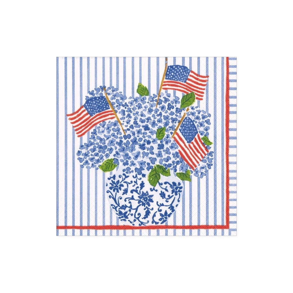 Flags And Hydrangeas Cocktail Napkin