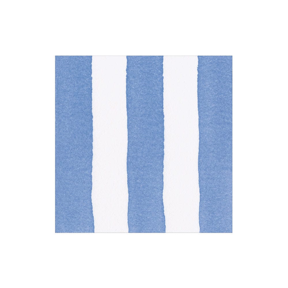 Cafe Stripe Blue Paper Linen Cocktail Napkin - package of 15